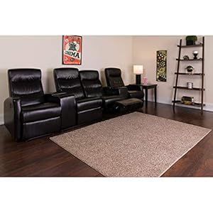 Flash Furniture Anetos Series 4 Seat Reclining Black LeatherSoft Theater Seating Unit with Cup Holders