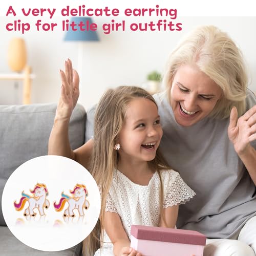 Image of Kids Clip On Earrings for Girls 20 /30 /40 Pairs Hypoallergenic Clip on Earrings for Kids Cute Animal Earrings for Little Girls Jewelry Set Party Favor Gift