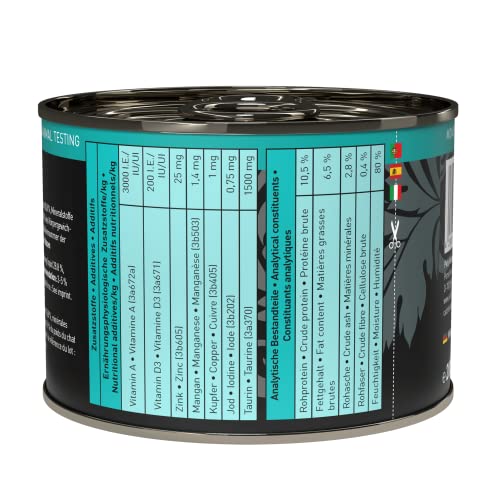 catz finefood Purrrr Hirsch Monoprotein Katzenfutter nass N° 121, für ernährungssensible Katzen, 70% Fleischanteil, 6 x 200g Dose