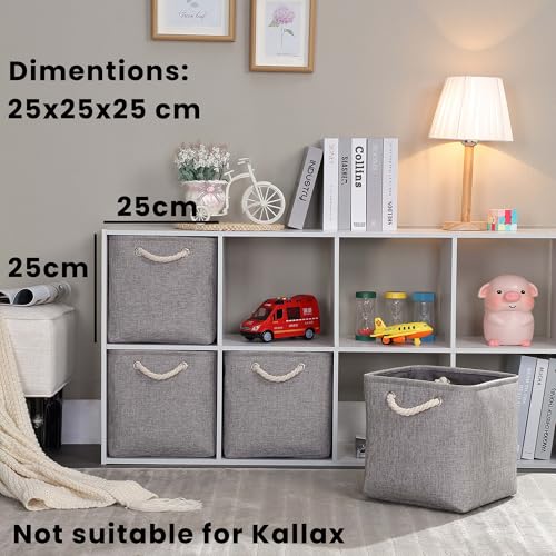 Mangata Stoff Aufbewahrungsbox 25x25x25 cm Faltbar Grau 3er Set – Ansicht 2