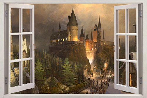 Hogwarts Harry Potter 3D Window View Decal Graphic Wall Sticker Art Mural H322, Large