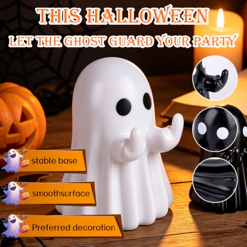 Bomivix 2pcs Halloween Ghost Figurines, Cute Tabletop Ghost Halloween Decorations, Adorable Resin Ghost Statues for Home Office Shelf Mantel Holiday Party Décor - image 2