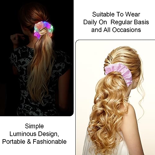 URAQT Leuchtende Haargummis, 6PCS Mallorca Party Accessoires, Leuchtende Haarbänder Neon Haargummi, Haargummis Damen Mädchen Haarschmuck Festival Accessoires für Weihnachten, Geburtstag, Neujahr