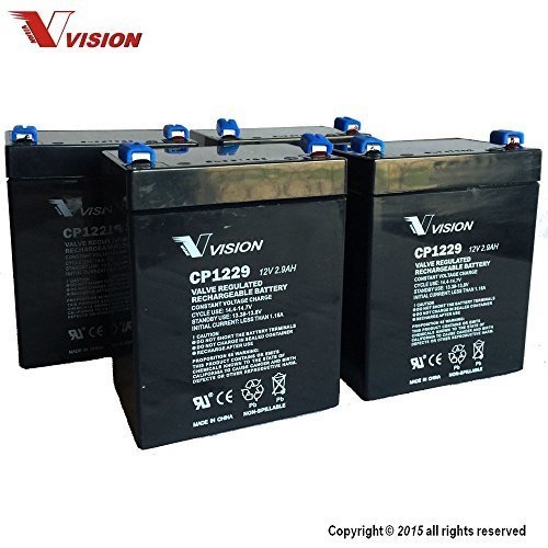 Vision CP1229 F1, SLA Battery (Original), 12V, 2.9AH, F1 Terminal - 4 Pack