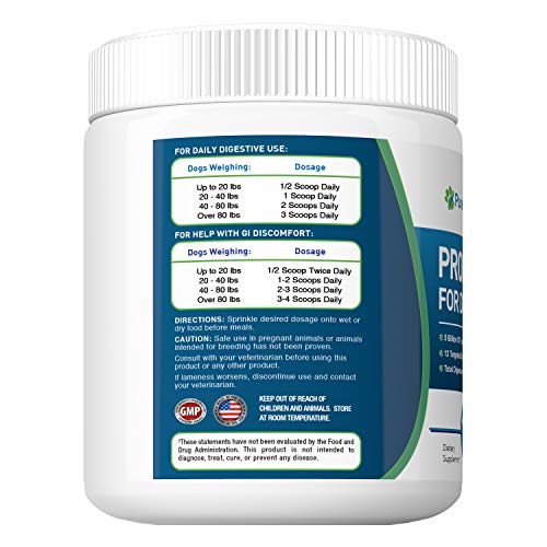 Purenutria Dog Probiotics Dog Supplements - For Dog Diarrhea, Upset Stomachs, Yeast, Gas , Dog Allergy And Dog Immune System Support - Made In Usa - 12 Targeted Strains 5 Billion Cfu - 120 Scoops #TOP6
