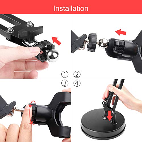 Overhead Phone Video Stand,Chromlives Overhead Phone Mount Stand Desktop Articulating Arm Phone Table Top Stand With Base,Adjustable 360° Cell Phone Holder Tablet Stand #TOP5