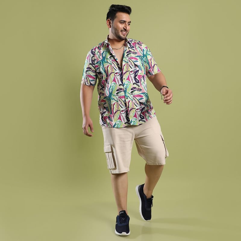 Image of Instafab Plus Men's Shirt for Casual Wear | Spread Collar | Button Closure | Plus-Size Fit | Short Sleeve | Cotton Shirt Crafted with Comfort Fit for Everyday Wear