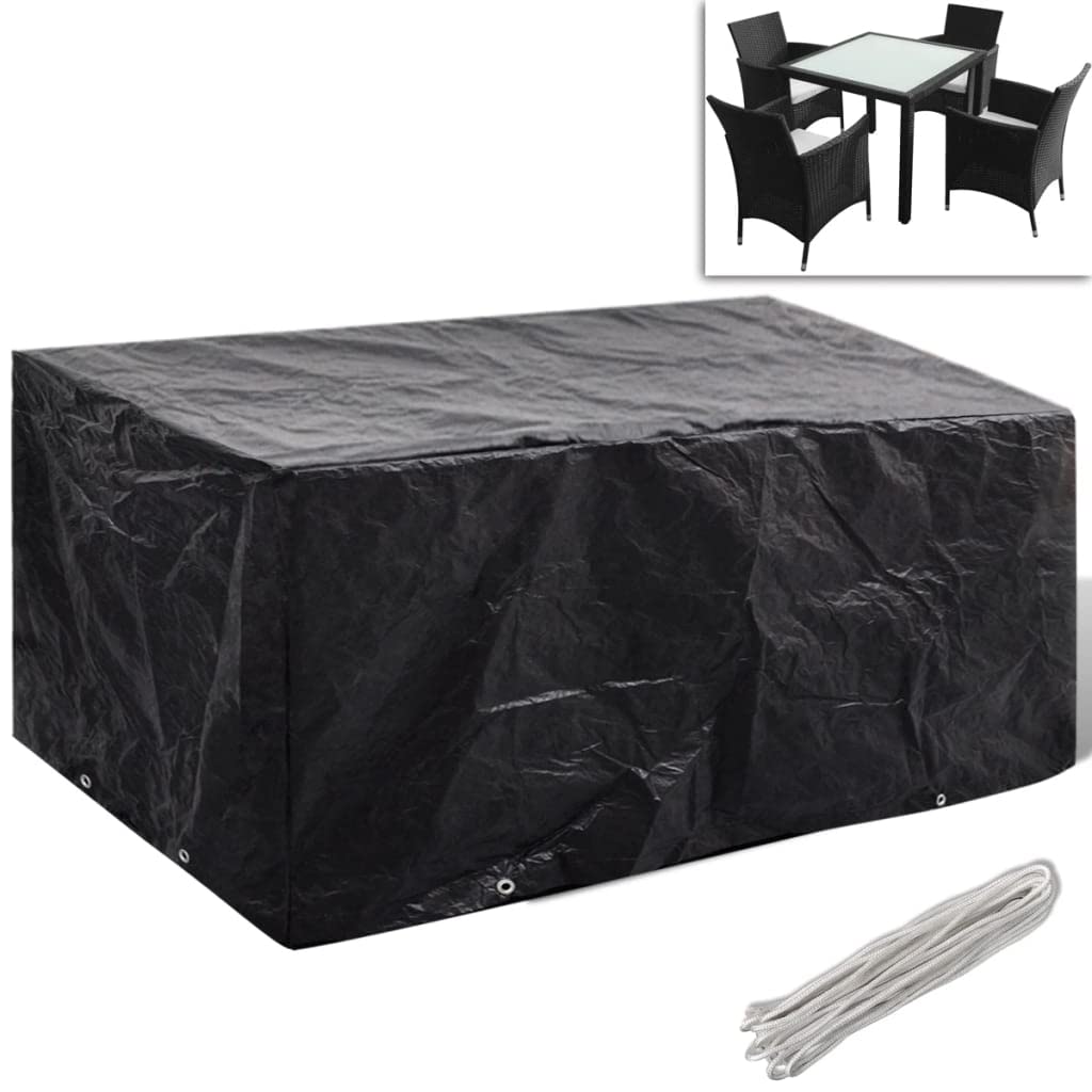 Juego de 2 fundas protectoras para muebles de jardín, 8 ojales de 180 x 140 cm, funda impermeable y resistente a los rayos UV, de polietileno resistente con cuerda de fijación