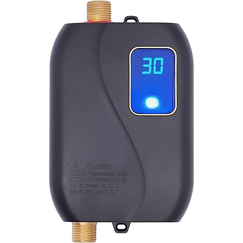 Electric Water Heater-110V Small Instant Hot Water Heater,Under Sink Plug in Tankless Water Heater on Demand with LCD Digital Display for Kitchen Sink Faucet (Black)