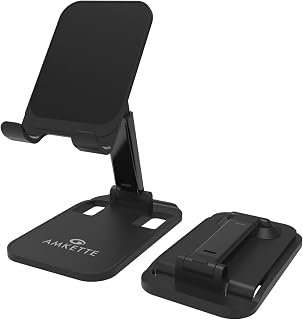 Amkette Ergo Desk Phone Holder, Foldable Mobile Stand with Height Adjustable Design and Anti-Slip Silicone Grips for Offic Price In India