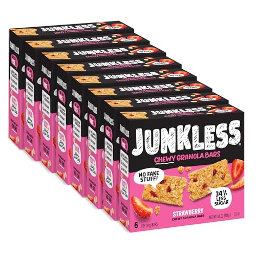 JUNKLESS Chewy Granola Bar 48 Bar Family Pack Strawberry –