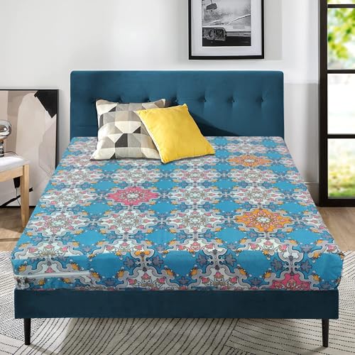 Image of WELLFIT Premium Glace Cotton 300 TC Mattress Cover /Protector for King Size Bed with Zip /Chain /6x6 ft / 72x72x6 inch
