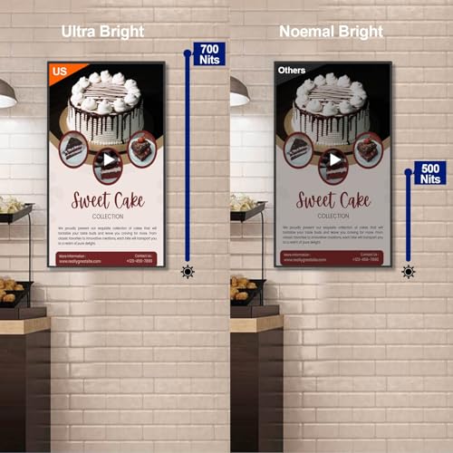 Image of 43inch Digital Signage Kiosk, 700nit High Brightness Digital Signage Display, Ultra Thin Wall mount LCD Monitor, CMS /U-Disk Plug&Play, Smart Split Screen, 24 /7 Timer Switch, Buit-in Speaker