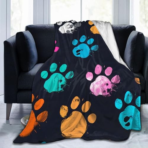 Couverture imprimé patte de chat coloré pour rafraîchir un canapé usé facilement