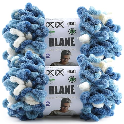 Image of Loop Yarn for Finger Knitting Soft - ChunkyYarn for Hand Knitting - 2 Pack of 180 G /6.4Oz - #7 Jumbo - 18 Yards - Chenille BlanketYarn for Crocheting Blankets
