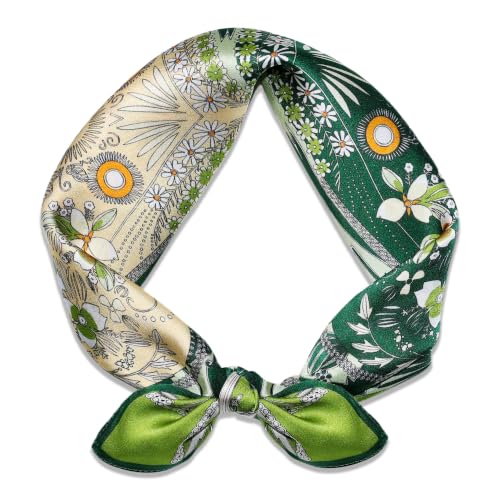 Ciormis 100% Mulberry Silk Scarf- 21" Square Neck Hair Scarves Lightweight Neckerchief for Women Ladies Men with Gift Box
