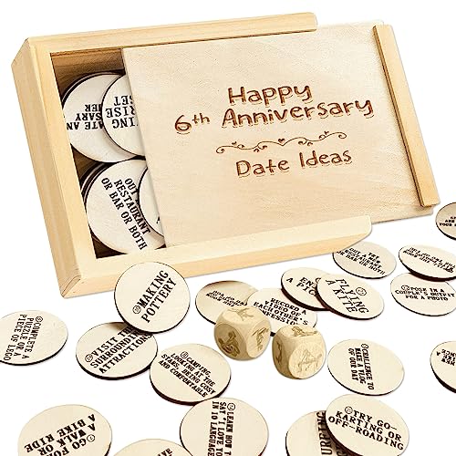 1Dfaul 6 Year Anniversary Wooden Gifts For Him, 6Th Gifts Anniversary For Her, 6Rd Wedding Gifts Anniversary For Couples Ideas & Dice Box, Anniversary & Wedding Gift (6 Year) #TOP13