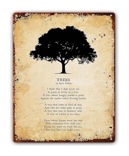 Generic Nature Poem Canvas Print Trees by Joyce Kilmer Poetry Art for Study Bedroom Wall Decor Gift (8 X 12 in) Generic