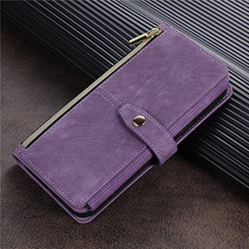 Étui portefeuille à glissière en cuir violet pour iPhone 6 Plus et 6s Plus