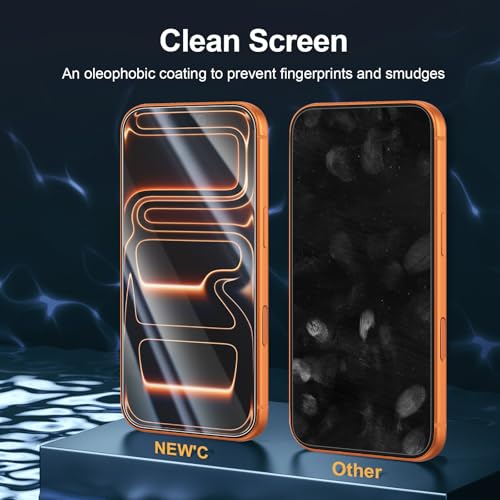 Image of NEW'C 3x Screen Protector for iPhone 17 Pro Max (6.9 inches)+ 3x Camera Lens Protector, Sensor Protection, Case Friendly Tempered Glass Film, Ultra Resistant, Easy installation tool include