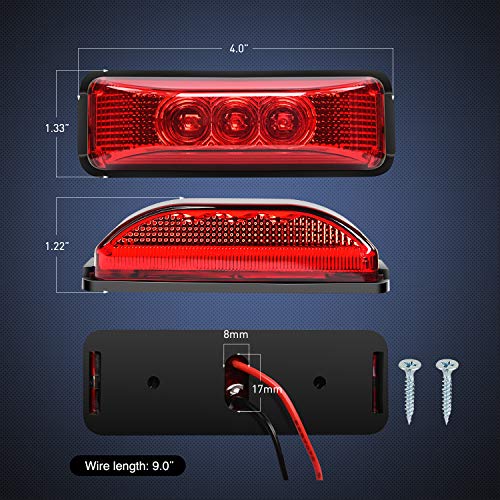 Nilight - Tl-33 4Pcs 3.9 Inch 3 Led Truck Trailer Light Front Rear Led Side Marker Lights Clearance Indicator Lamp Waterproof Sealed Surface Mounted Led Marker Light #TOP3
