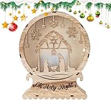 Beleuchtete Weihnachtskrippe - 3D LED beleuchtete Holzkrippen-Ornamente, festliche Weihnachtsdekoration für den Innenbereich, religiöse Feiertagstischanzeige | für mehrstöckiges Tablett, Deko