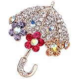 ABOOFAN 満鋳ラインストーン傘ブローチピン アロイ製耐久服飾アクセサリー レディーススーツ帽子バッグ用飾りプレゼント対応