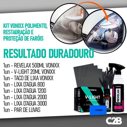 Kit Lixamento Polimento Restauração Faróis Vonixx V-light Revelax