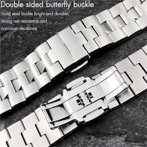 Bracelet de montre acier inoxydable convexe argent 25mm à 7mm