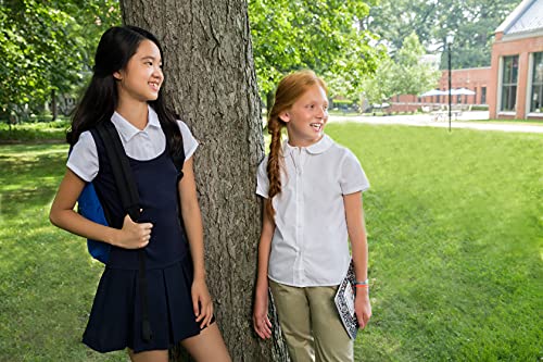 French Toast Girls' Short Sleeve Peter Pan Collar Blouse (Standard & Plus), White, 6 #TOP7