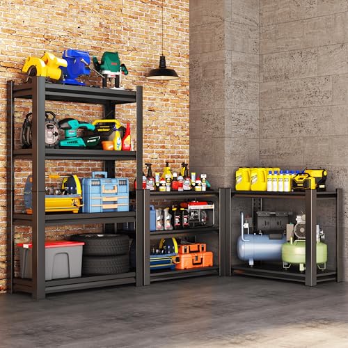 Image of Metal Garage Shelving Unit, Heavy Duty 4-Tier Adjustable Storage Rack, Steel Shelving,2000 lbs Capacity, Industrial Shelves for Heavy Tools and Equipment (4-Tier 54 inch H x 31.5 inch W x 14 inch D)