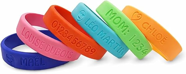 BIENMARQUER - Bracelet Identification SOS Personnalisable - Bracelet pour Enfant à Personnaliser avec un Prénom + Numéro de Téléphone - Bracelet de Sécurité pour éviter que votre enfant ne se perde. - 1