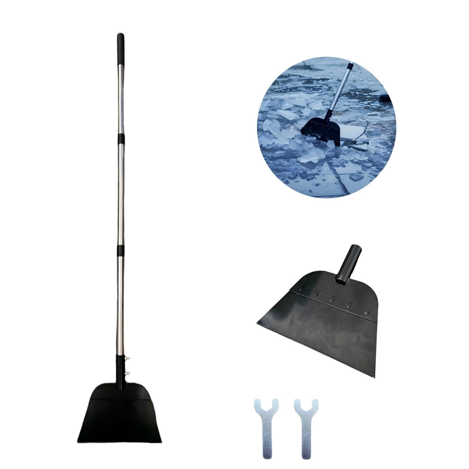 perfk Empujador de Nieve Plano para Limpieza de Jardines, Agarre cómodo, Herramienta Manual para Quitar Hielo de 51,18 Pulgadas, Mango Largo para,