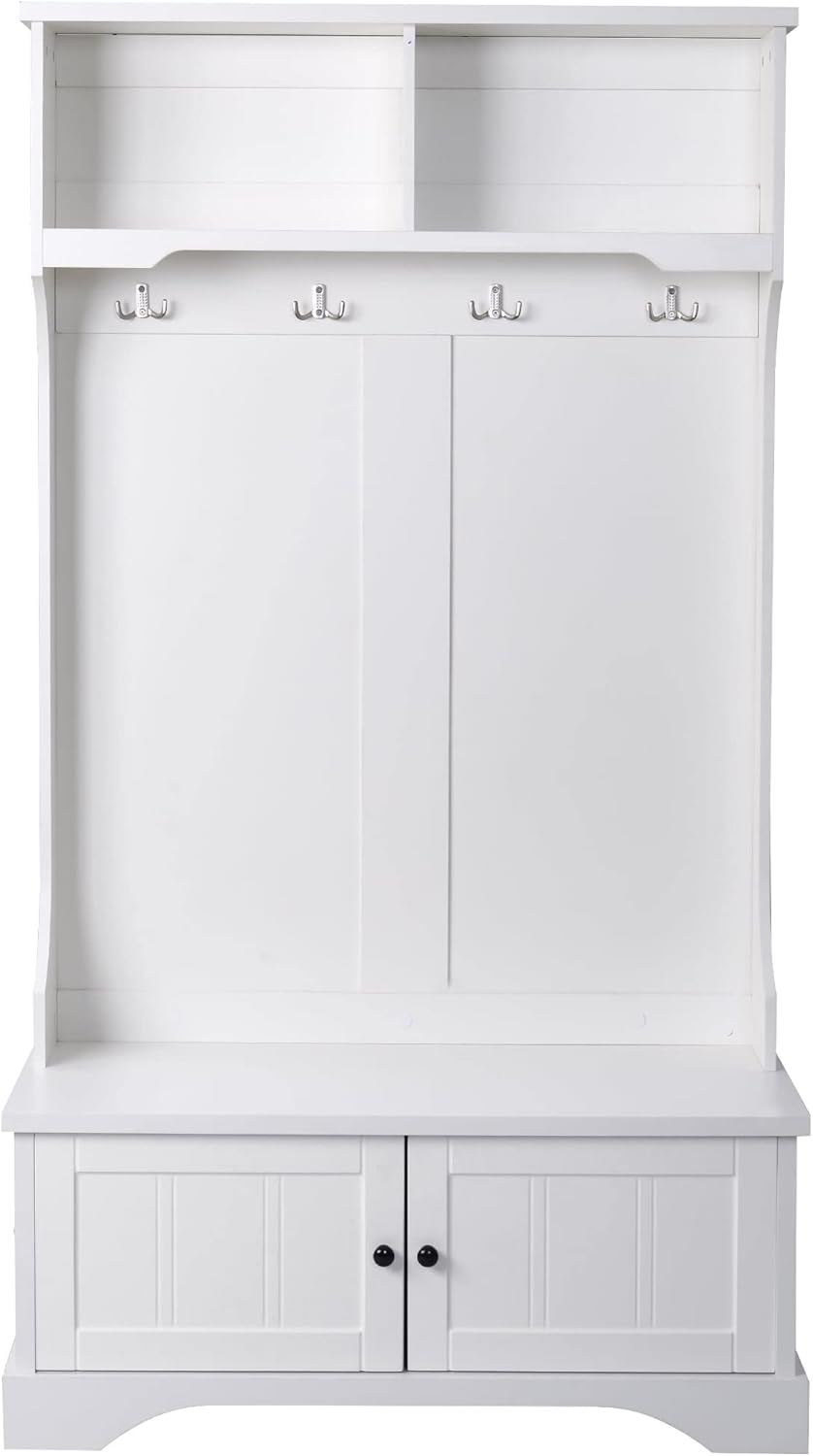 Hall Tree with Storage Bench Shelf and Hooks 40" l X 18.5