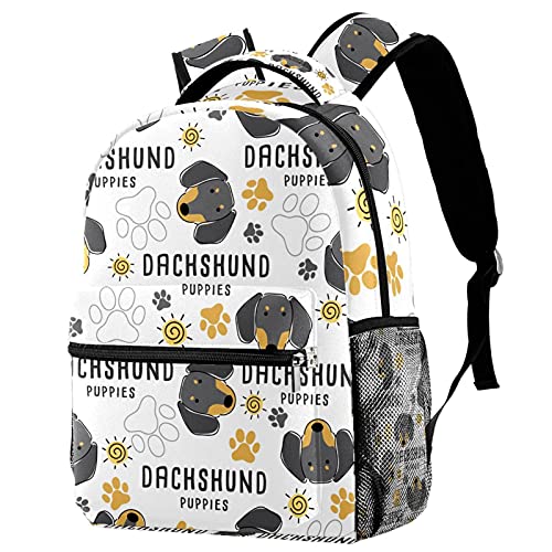 Sac à dos de voyage teckel pour fille et garçon avec porte-bouteille