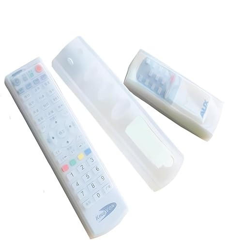 KELVORIA AC Remote and tv Silicone Cover Full Function Keypad, LCD Display Support, Protective Silicone Case, Easy Setup 3-Piece Transparent Silicone Remote Cover Set