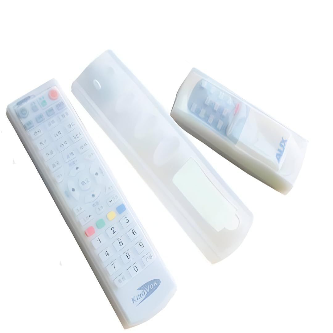 AC Remote and tv Silicone Cover Full Function Keypad, LCD Display Support, Protective Silicone Case, Easy Setup 3-Piece Transparent Silicone Remote Cover Set-image-22