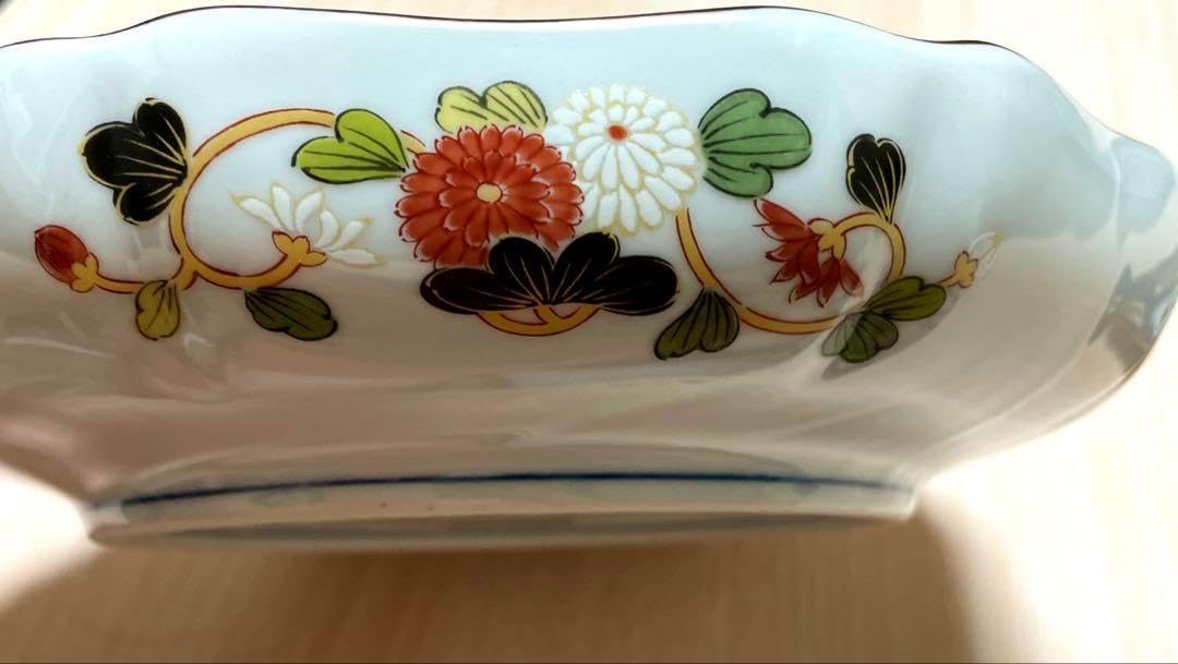 古伊万里 染付 魚に氷裂梅花紋様 隅入長皿 5枚 A654 古伊万里 染付 魚