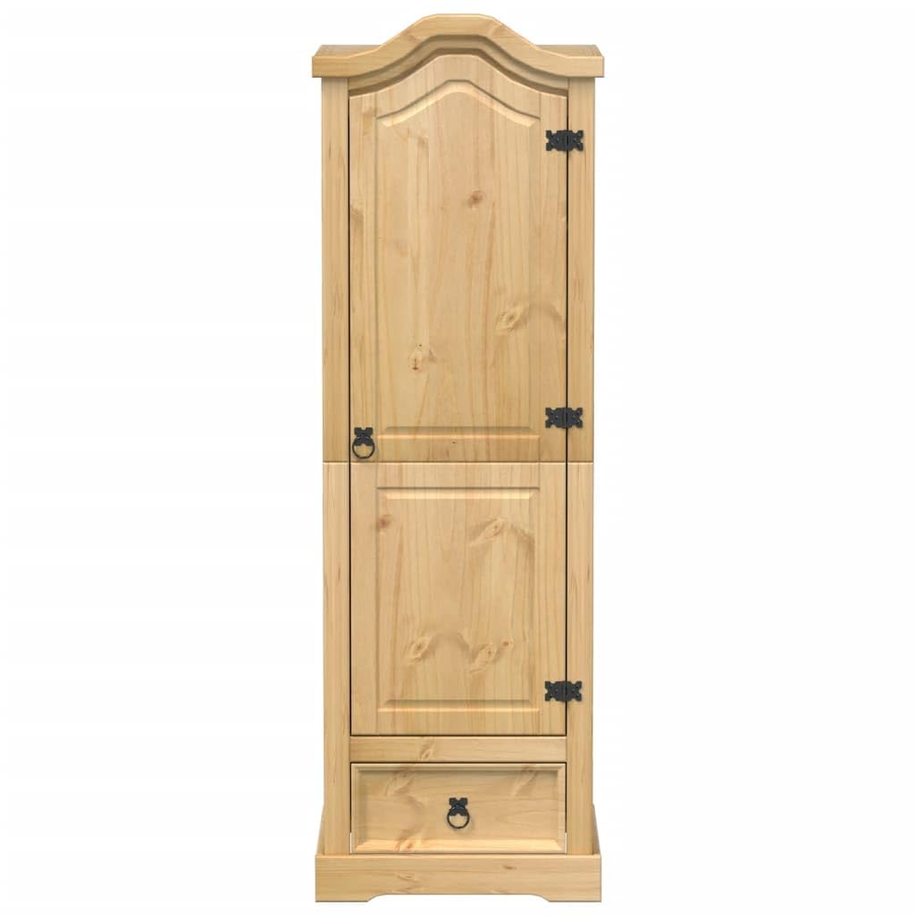 Szafa na ubrania z litego drewna sosnowego 55 x 52 x 170 cm z metalowymi uchwytami i dużą ilością miejsca do przechowywania ubrań i akcesoriów, wytrzymała szafa z drewna sosnowego z