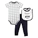 Little Treasure Unisex Baby Bodysuit, Pant and Bib, Dapper Dude, 3-6 Months