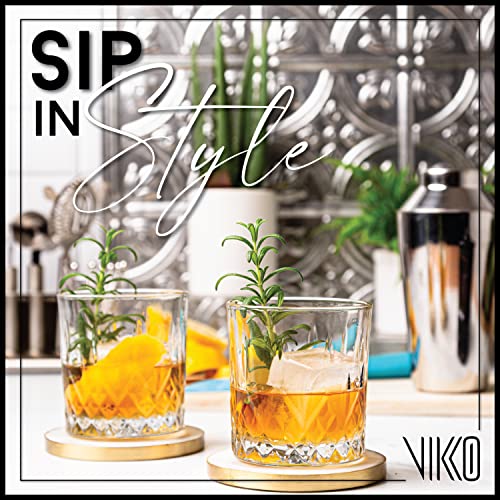 Vikko Whiskey Glasses, Set Of 12 Old Fashioned Glasses, 11.25 Ounce Capacity, Elegant Design, Dishwasher Safe #TOP2