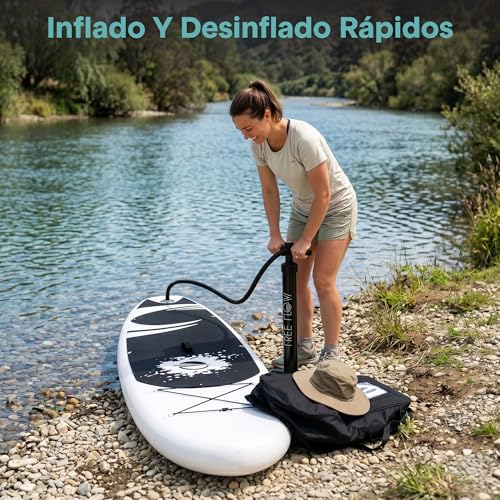 Miniatura 7 de Serenelife Tabla Paddle Surf Hinchable, Paddle Board, Cubierta Antideslizante, Aleta Inferior Para Remar, Estuche Para Guardar, Barco De Pie Para Jovenes Y Adultos