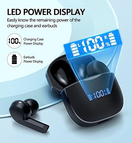 Wireless Earbuds Bluetooth 5.1, Wireless Headphones with LED Display, Lismpare Hi-Fi Stereo In- Ear Wireless Earbuds, Touch Control, 48H Playtime, IPX6 Waterproof Headphones for Work, Games, Sports