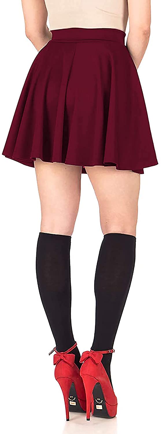 Mehrang Girl's/Women's Classic Stretchy All Time Trendy Skater Skirt with Attached Inner Shorts and Flared Inskirt (32, Maroon) 1