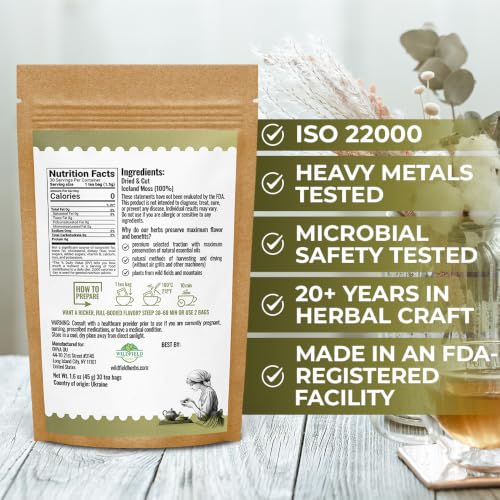 Image of 30 Bags Icelandic Moss Herbal Tea (Cetraria Islandica) - 30 Count 1.5g Bags Dried Iceland Moss Herb Tea