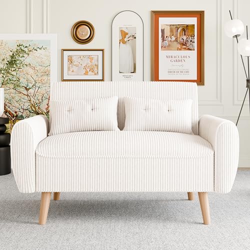 Vongrasig 48" Small Modern Loveseat Sofa, Mid Century Soft Corduroy