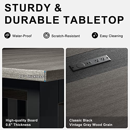 WASAGUN 8FT Rectangular Conference Room Table with USB Ports and Outlets Meeting Seminar Table, boardroom Table, for Office Meeting Conference Room Grey