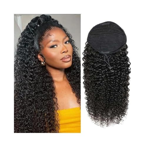 Coleta de cabello humano virgen brasileño de 20 pulgadas con clip y cordón
