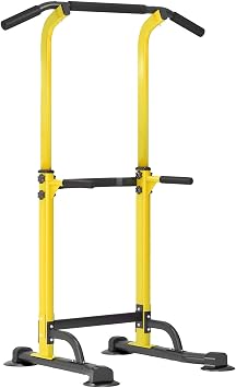 Dland Power Tower Pull Up Bar Dip Station and Height Adjustable Dip Bar Stand, Multi-Function Home Gym Exercise Equipment Strength Training Fitness Workout Station