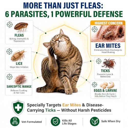 Cat Flea & Tick, Waterproof Topical Preventative for Cats, 6 Doses, Cats 1.5 lbs+, 8+ Weeks - Image 4